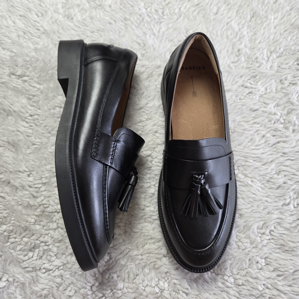 Frankie4 Octavia Shoes Loafers Women's 9.5 Leather Black Tassels
